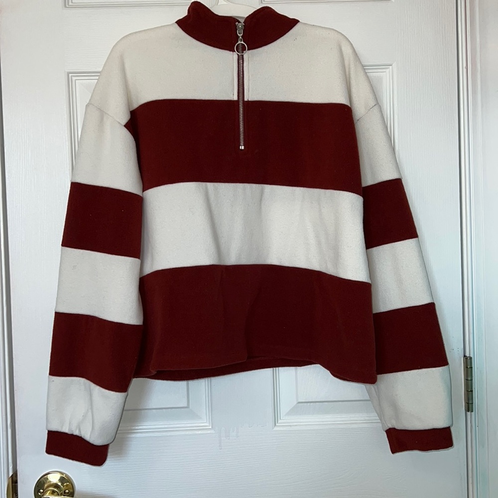 Oversized Striped Quarter Zip L